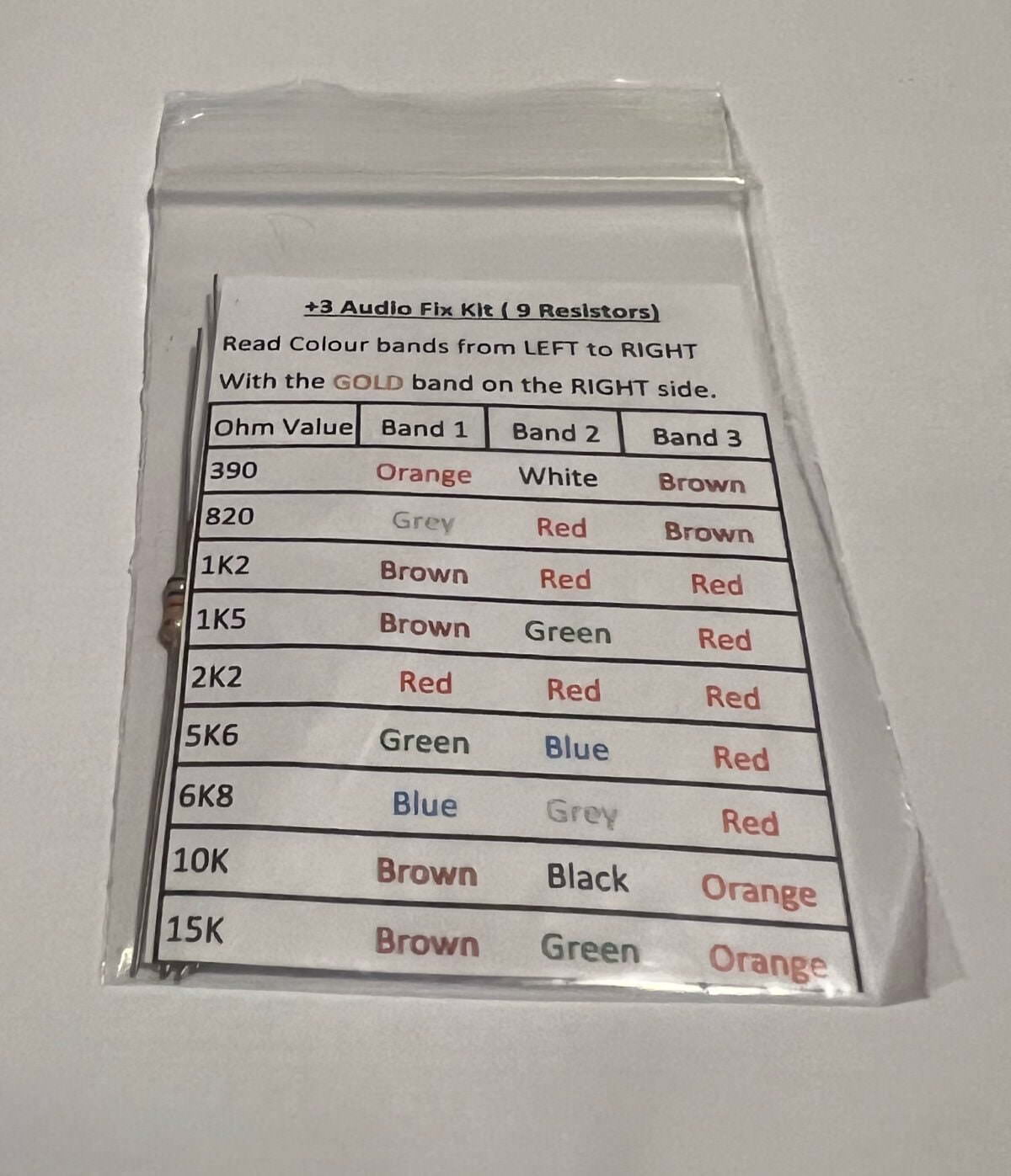 Spectrum 128 +3 Sound Mod Resistor Kit